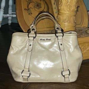 Miu Miu Tan Leather Satchel with Crossbody strap
